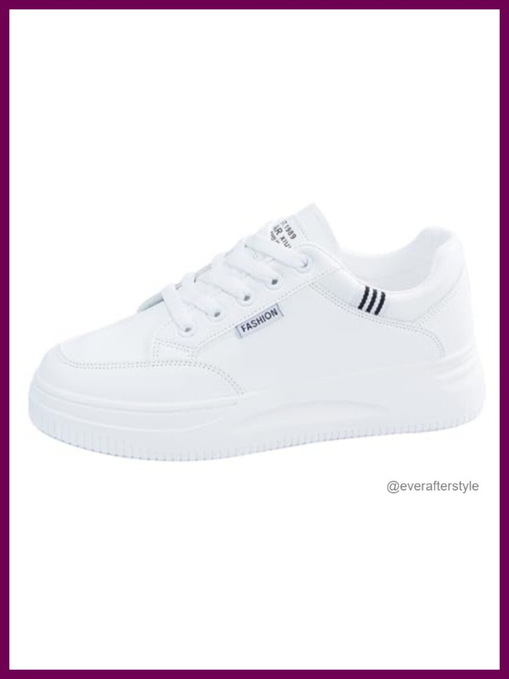 Chunky Platform Sneakers Women Faux Leather Lace Up Low Top Walking Shoes